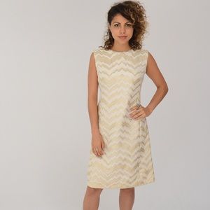 Vintage 1960s cream, gold and silver lurex dress